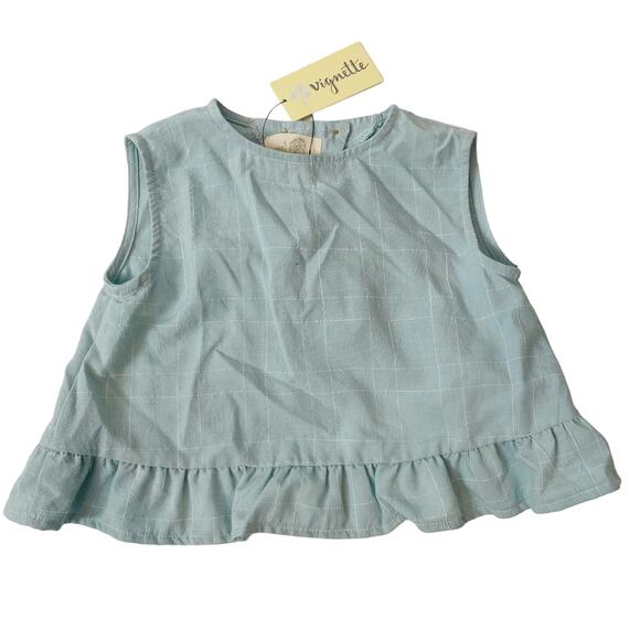 NWT Vignette 12-18M Blue Microgrid Aria Top & Bloomer Set - Picture 2 of 5